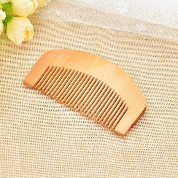 4PCS Brown Peach Wood Wooden Comb Anti-Static Comb Close Tooth Comb Hair Combs