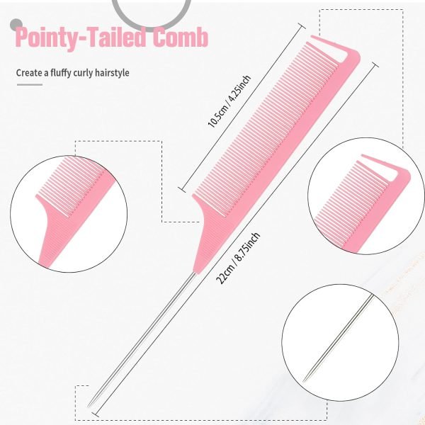 Slick Back Hair Brush, 3 Pcs Comb Set Edge Brush Bristle Hair Brush Rat Tail Comb, Curly Hair Brush, Styling Tools & Appliances, Hair Styling Tools, Parting Comb,Teasing Comb for Women Baby Pink