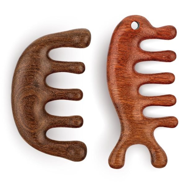 2 Pack Wooden Scalp Massage Comb ,Comb Massage Comb Hair Massager Scalp Face Massage Comb Head Tool Meridians Scalp Massage Natural Wood Comb