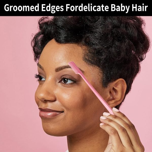 Slick Back Hair Brush, 3 Pcs Comb Set Edge Brush Bristle Hair Brush Rat Tail Comb, Curly Hair Brush, Styling Tools & Appliances, Hair Styling Tools, Parting Comb,Teasing Comb for Women Baby Pink