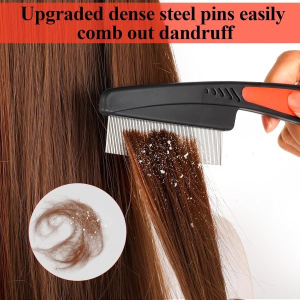 Pieces Stainless Steel Dandruff Fine Tooth Comb High Strength Wide Teeth Hair Combs Professional Hair Grooming Combs Multifunctional Scalp Care Tool Suitable for Kids and Adults