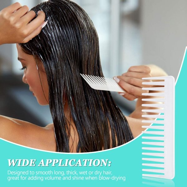 81y6F1gOI8L._SL1500 Large Hair Detangling Comb, Wide Tooth for Curly, Wet Dry Hair, No Handle Comb Styling Shampoo Comb (White, Cyan)